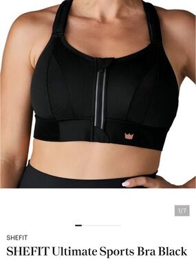 SHEFIT Ultimate Front-Zip Sports Bra - Black Size 6 Luxe New with Laundry Bag